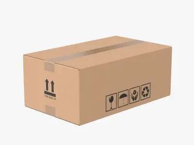 Cardboard Box 50x30x20 Closed 3D model