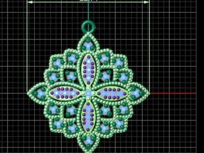 Pendant antique gold with diamonds 3D print model
