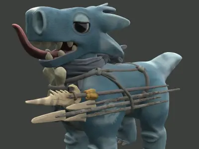 Dino and Spears Free low-poly 3D model