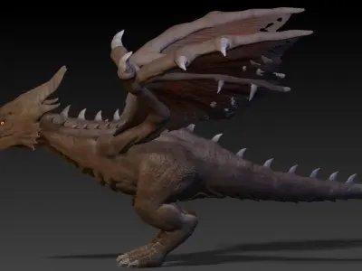 Brown dragon Low-poly 3D model purchase