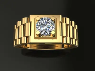 Signet Ring Diamond Link Style Mix Size  3D print model