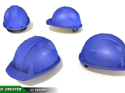 Worker Helmet Blue Safety Helmet Lowpoly 3d model Low-poly 3D model