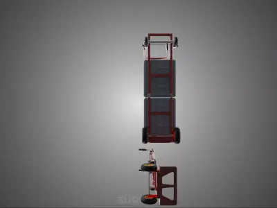 FOLDING STEEL HAND TRUCK CART TROLLEY DOLLY PLASTIC STORAGE BOX 3D model