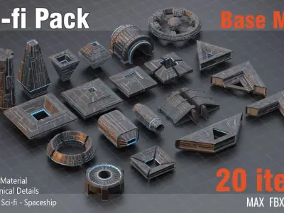 Sci-fi Pack Base Mesh Low-poly 3D model