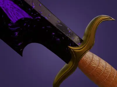 Obsidian dagger of darkness PBR Low-poly 3D model