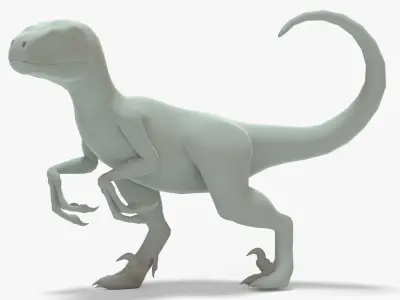 Velociraptor Rigged Basemesh Low-poly 3D model