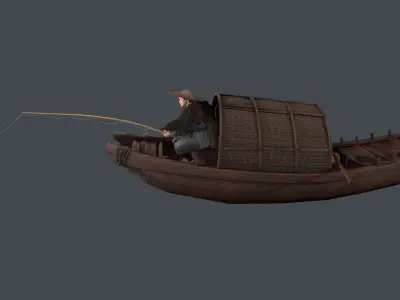 Fisherman  Low-poly 3D model