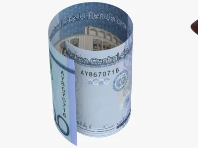 Dominican 2000 Pesos Wallet Money Purse 3D model