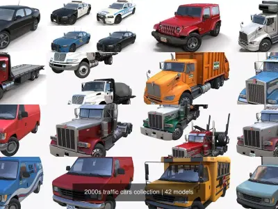 2000s traffic cars collection 3D Model Pack