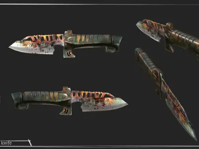 survival knife Low-poly 3D model