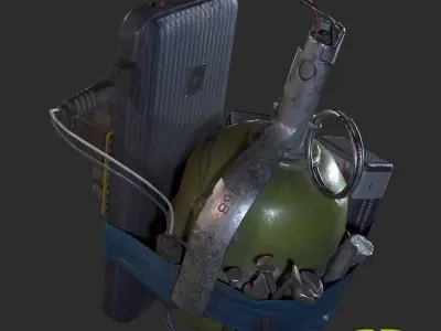 Explosive device Low-poly 3D model