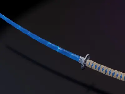 Stylized Katana Asset with five skins low poly game ready Low-poly 3D model