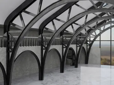 Warehouse Hangar Interiror Low-poly 3D model