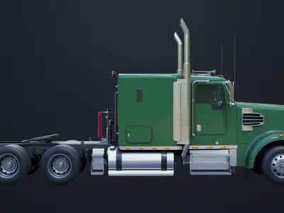 Heavy Truck Chassis 07 Generic Green All PBR Unity UE Textures Low-poly 3D model