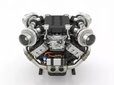 Twin-Turbocharged V-Engine Low-poly 3D model