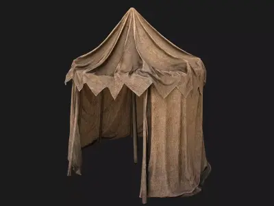 Cylindrical Tent Market Stall Old Low-poly 3D model