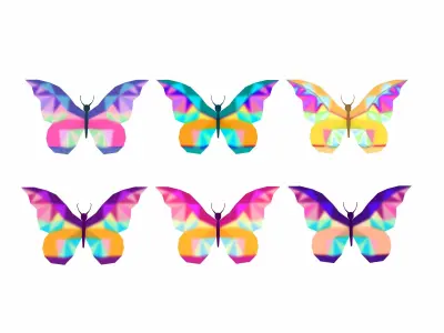  Cartoon Butterfly Collection -LOW POLY Low-poly 3D model