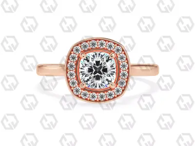 Ring 182 Cushion Shape Cathedral Halo with Gems 3D print model