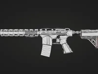 Rifle - 3D Model with Textures Game Ready  Low-poly 3D model