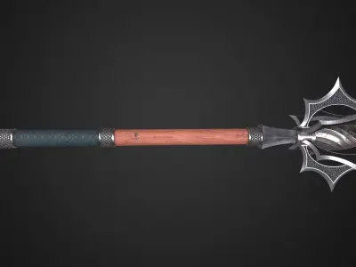 Medieval mace Low-poly 3D model 7
