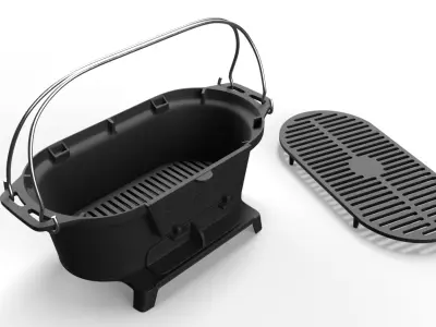 Carolina Cooker Cast Iron Charcoal Grill Black 3D model