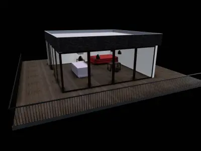 3D model Kitchen studio hall interior 3D model