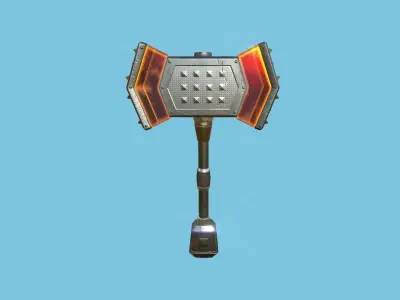 Medieval War Hammer 02 Red Elemental - Fantasy Weaponry Low-poly 3D model