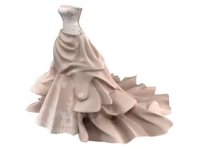 Ball-Gown Sweetheart Court Train Dress Low-poly 3D model