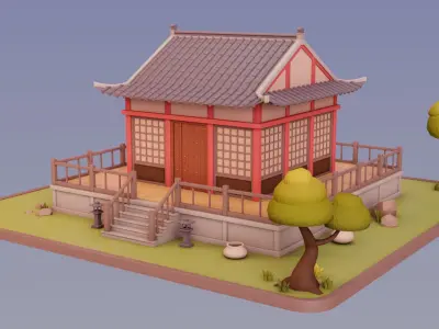 Stylized Chinese House 03 Low-poly 3D model