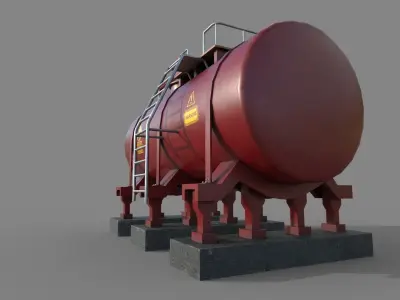 Industrial Red Tank  Low-poly 3D model