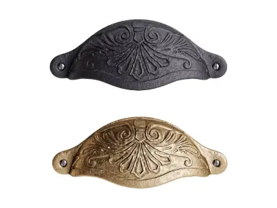 Cabinet or Drawer Bin Pull Black Iron Cup 3D model