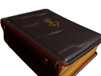 Vintage Leather Book with Anchor Low-poly 3D model