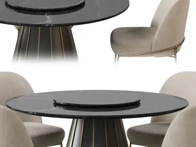 CLEOPATRA ROUND MARBLE DINING TABLE and Astrud Dining Chair 3D model