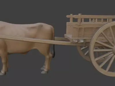 Realistic Bullock Cart 3D Model 3D model