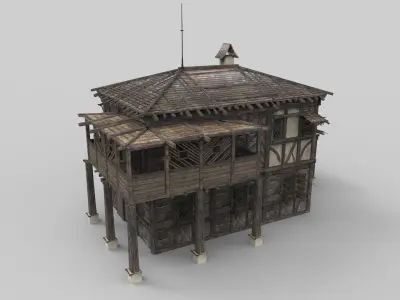 Medieval house fantasy 16  Low-poly 3D model