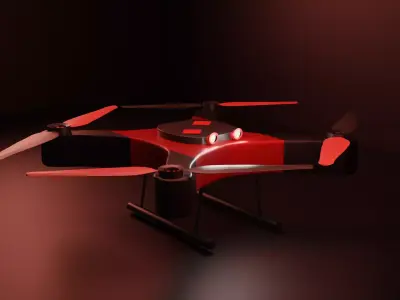 Drone model with propellers Low-poly 3D model