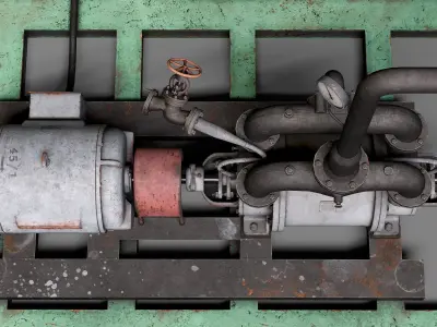 Industrial vacuum pump system Low-poly 3D model