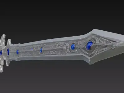 Sapphire Moonblade - Low Poly Enchanted Fantasy Sword Low-poly 3D model