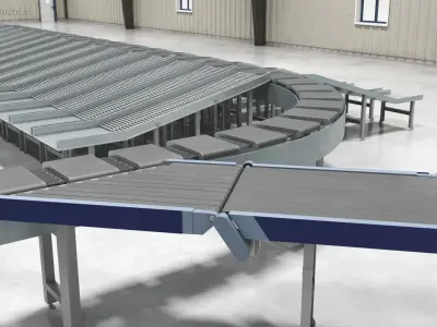 Parcel Sorting Conveyor System Curved 3D model