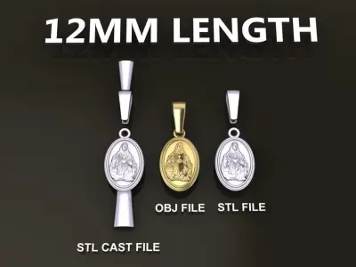 Oval Antique Jesus Christ Pendant 12mm Length 3D print model purchase