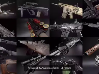 All in one 30 AAA guns collection 3D Model Pack