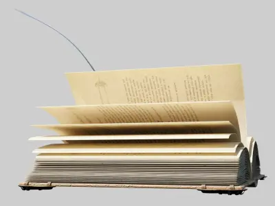 old book with quill 8k pbr textures Low-poly 3D model