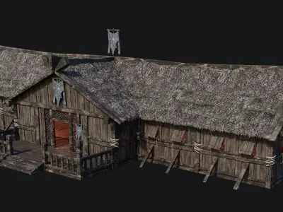 Old Viking House 4K Textures GameReady 185 Low-poly 3D model