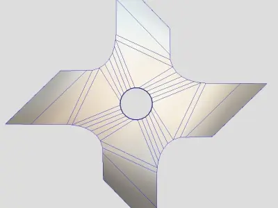 Shuriken 2 metal star with hole in middle Low-poly 3D model