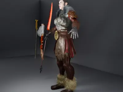 High Details Low Poly Female Viking Warrior Game Ready Character Low-poly 3D model