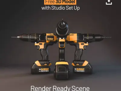 DeWalt Cordless Drill Machine Free 3D Set Up Free 3D model