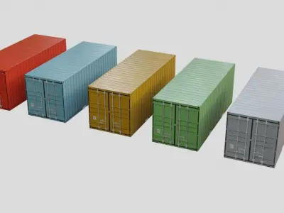 Containers Ultra Low Poly Low-poly 3D model