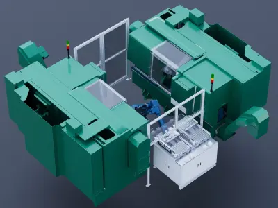 Automatic double station lathe loading and unloading machine 3D model