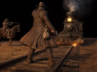Wild West Train Robbery Diorama STL for 3D Printing 3D print model