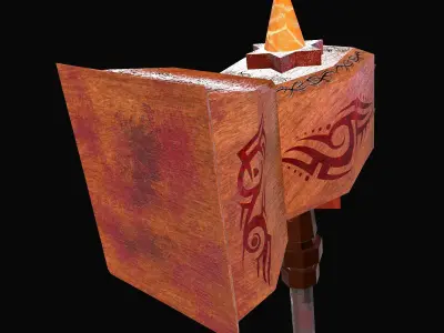 Hammer1 Lowpoly axe with design Low-poly 3D model